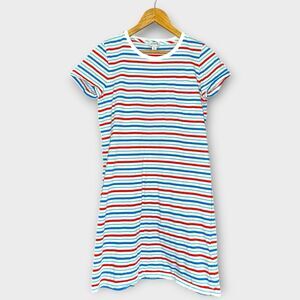 J.Crew Red White Blue Stripe T-Shirt Dress XS Midi Casual Summer Americana